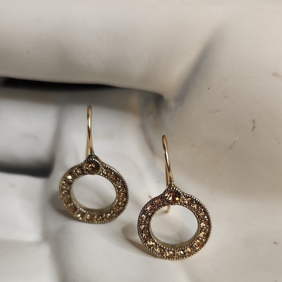 Monet Vintage Topaz Crystal Goldtone Hoop Earrings - Picture 1 of 6